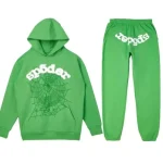 Sp5der Green Tracksuit with White Printed