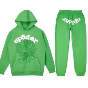 Sp5der Green Tracksuit with White Printed